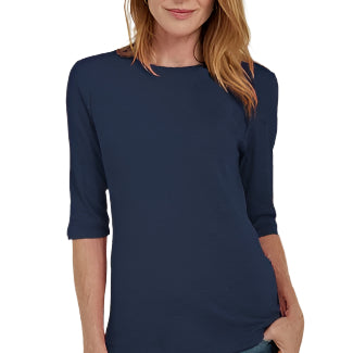3/4 Sleeve Boat Tee - Dark Indigo - Front - Ella Where She Shops