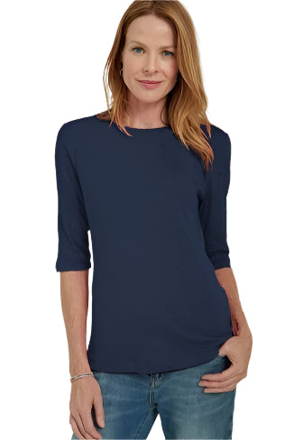 3/4 Sleeve Boat Tee - Dark Indigo - Front - Ella Where She Shops