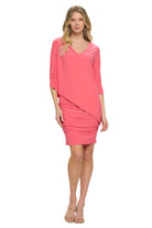 3/4 Sleeve Versatile Tunic Dress - Coral - Ella Where She Shops