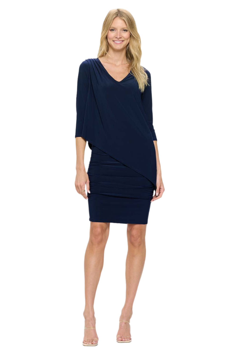 3/4 Sleeve Versatile Tunic Dress - Navy - Ella Where She Shops