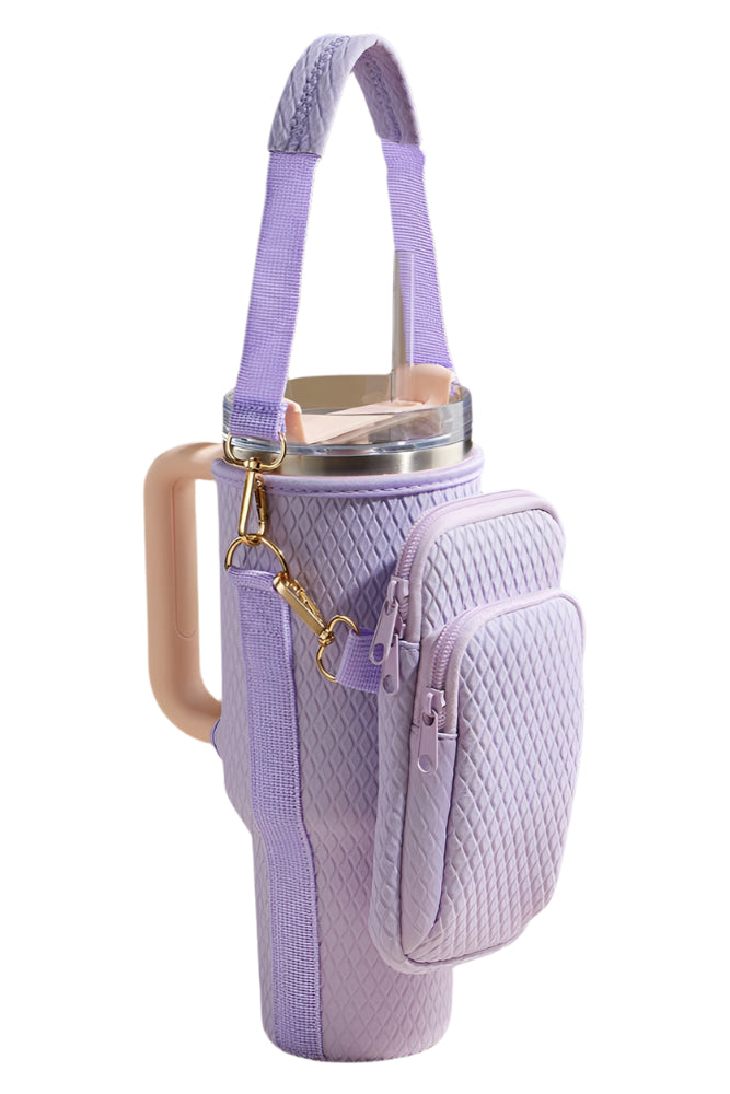 40oz Tumbler Bottle Scuba Bag – Lavender – Front - Ella Where She Shops