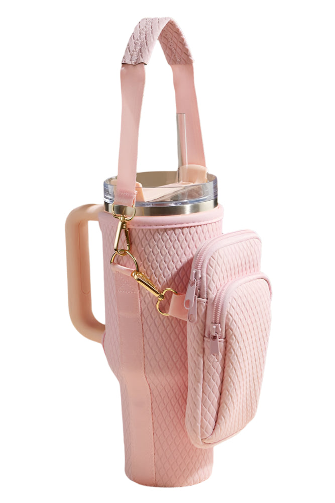 40oz Tumbler Bottle Scuba Bag – Pink – Front - Ella Where She Shops