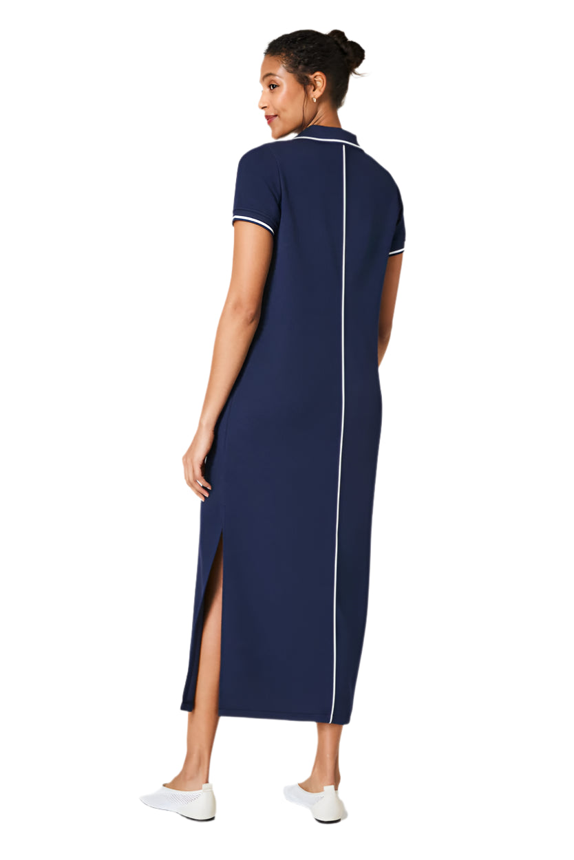AirEssentials® Pique Polo Midi Dress – Timeless Navy – Back – Ella Where She Shops