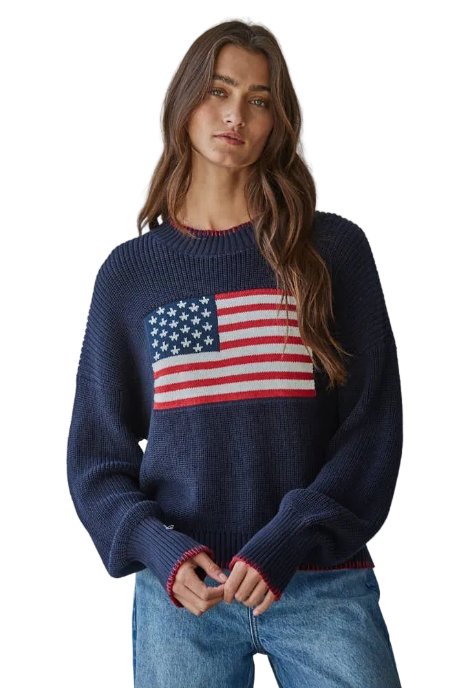 American Flag Pullover Sweater Ella Where She Shops