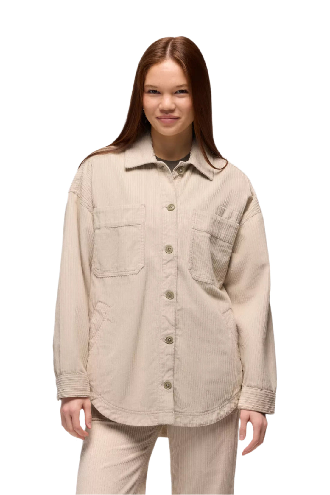 Annie’s Canyon Cord Shacket – Almond Front – Ella Where She Shops