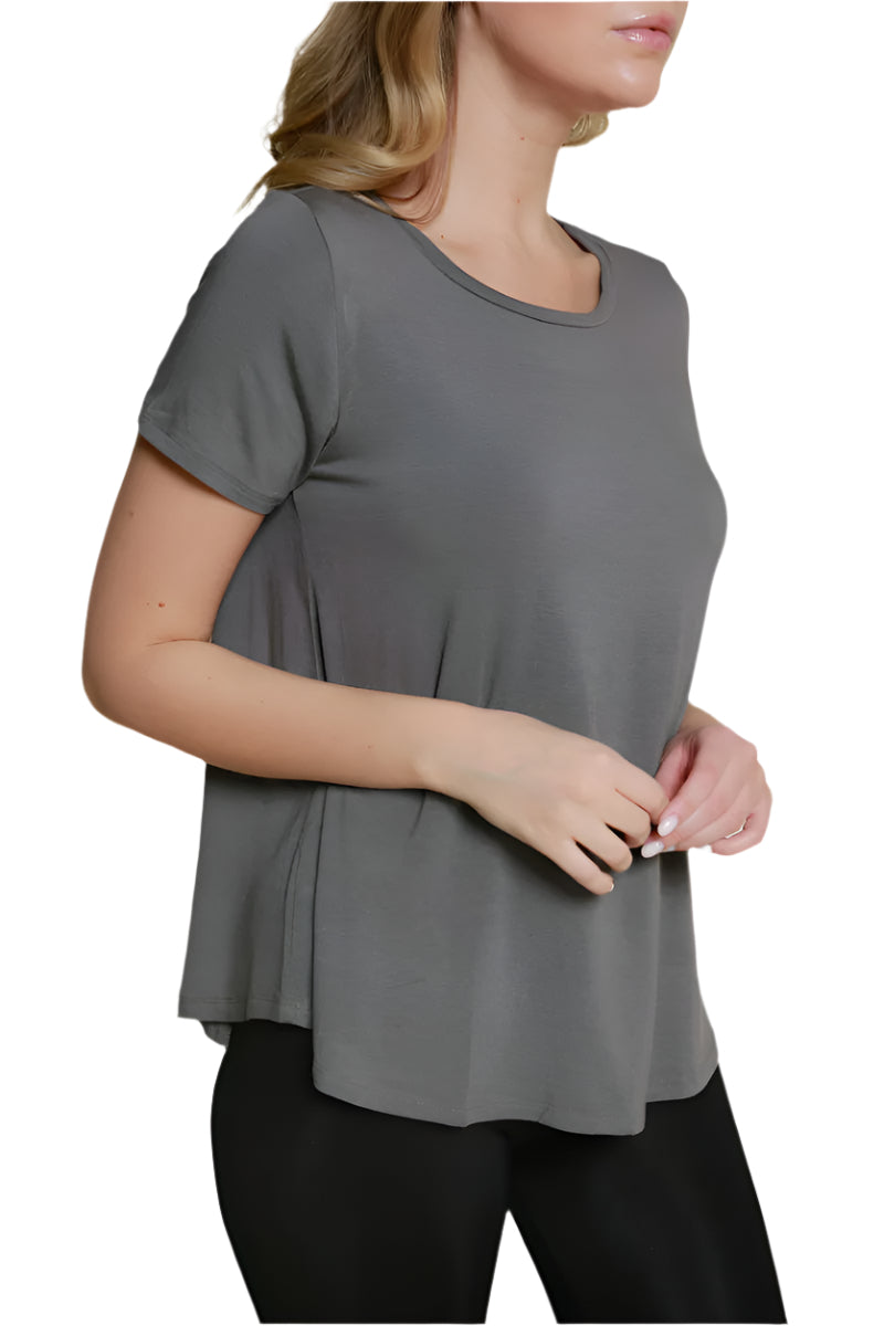 Bamboo Relax Fit Classic Top – Grey Front – Ella Where She Shops