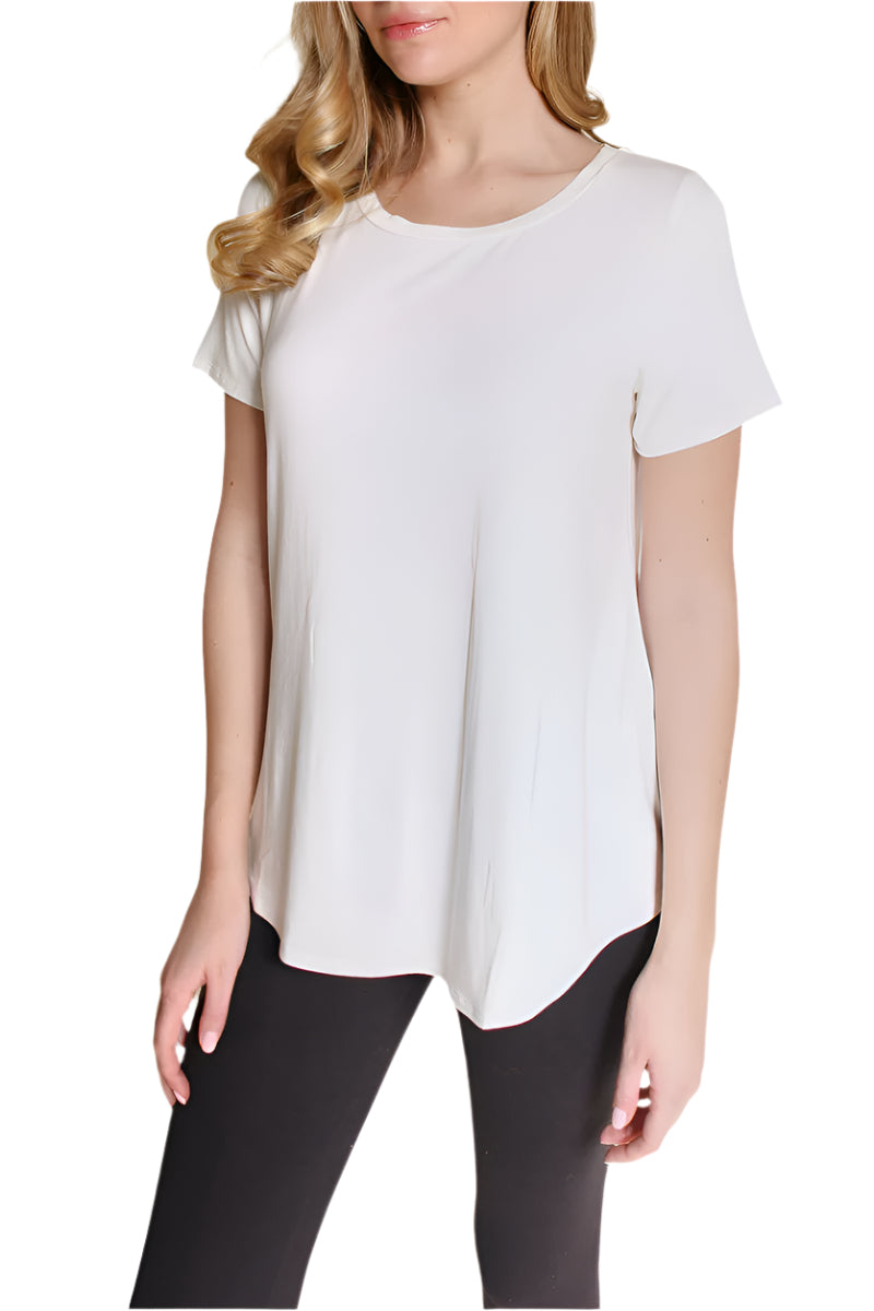 Bamboo Relax Fit Classic Top – Ivory Front – Ella Where She Shops