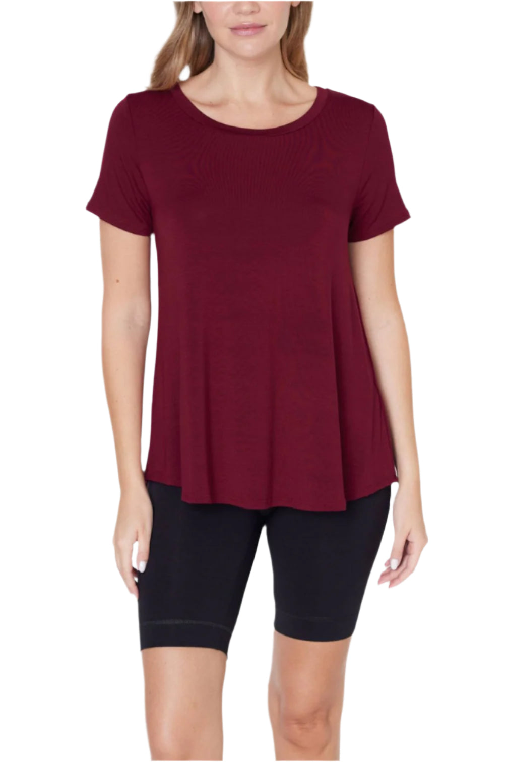Bamboo Relax Fit Classic Top – Wine Front – Ella Where She Shops