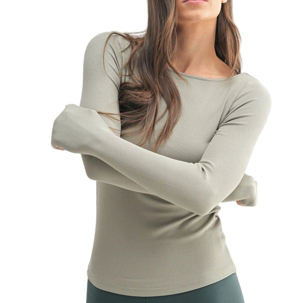 Barely There Boat Neck Micro-Ribbed Top – Front Shadow – Ella Where She Shops