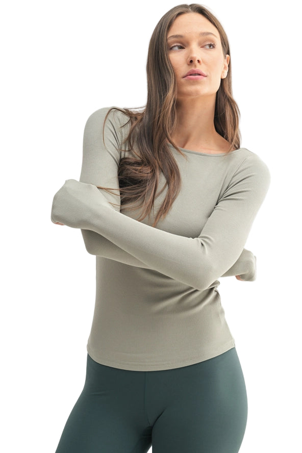 Barely There Boat Neck Micro-Ribbed Top – Front Shadow – Ella Where She Shops