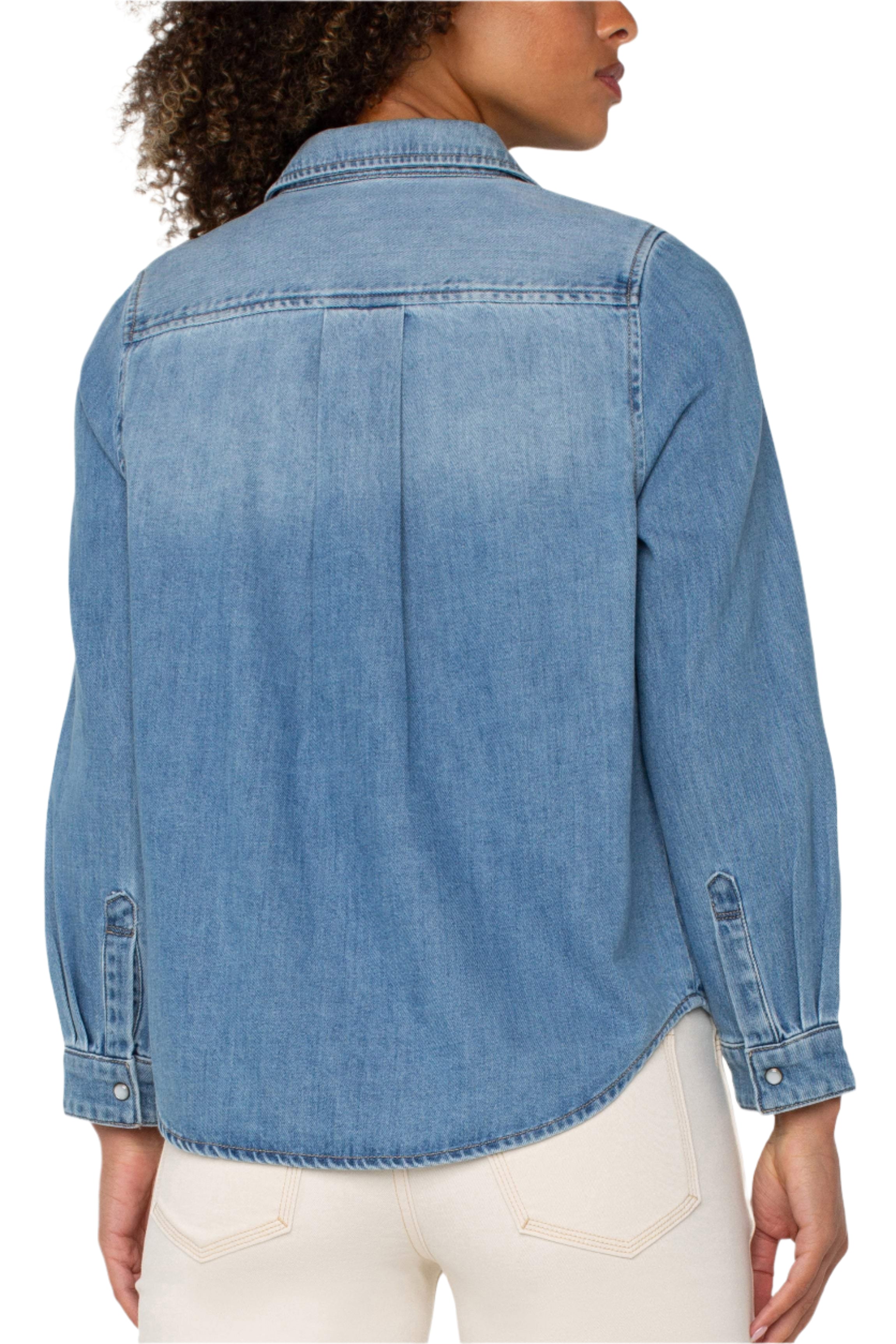 Button Down Shirt With Pockets - Back - Ella Where She Shops
