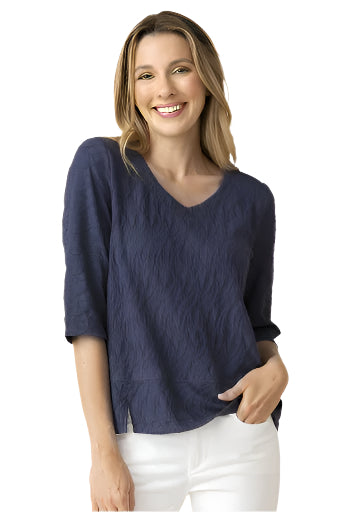 Cascade Cotton Elbow Sleeve Tee - Navy - Ella Where She Shops