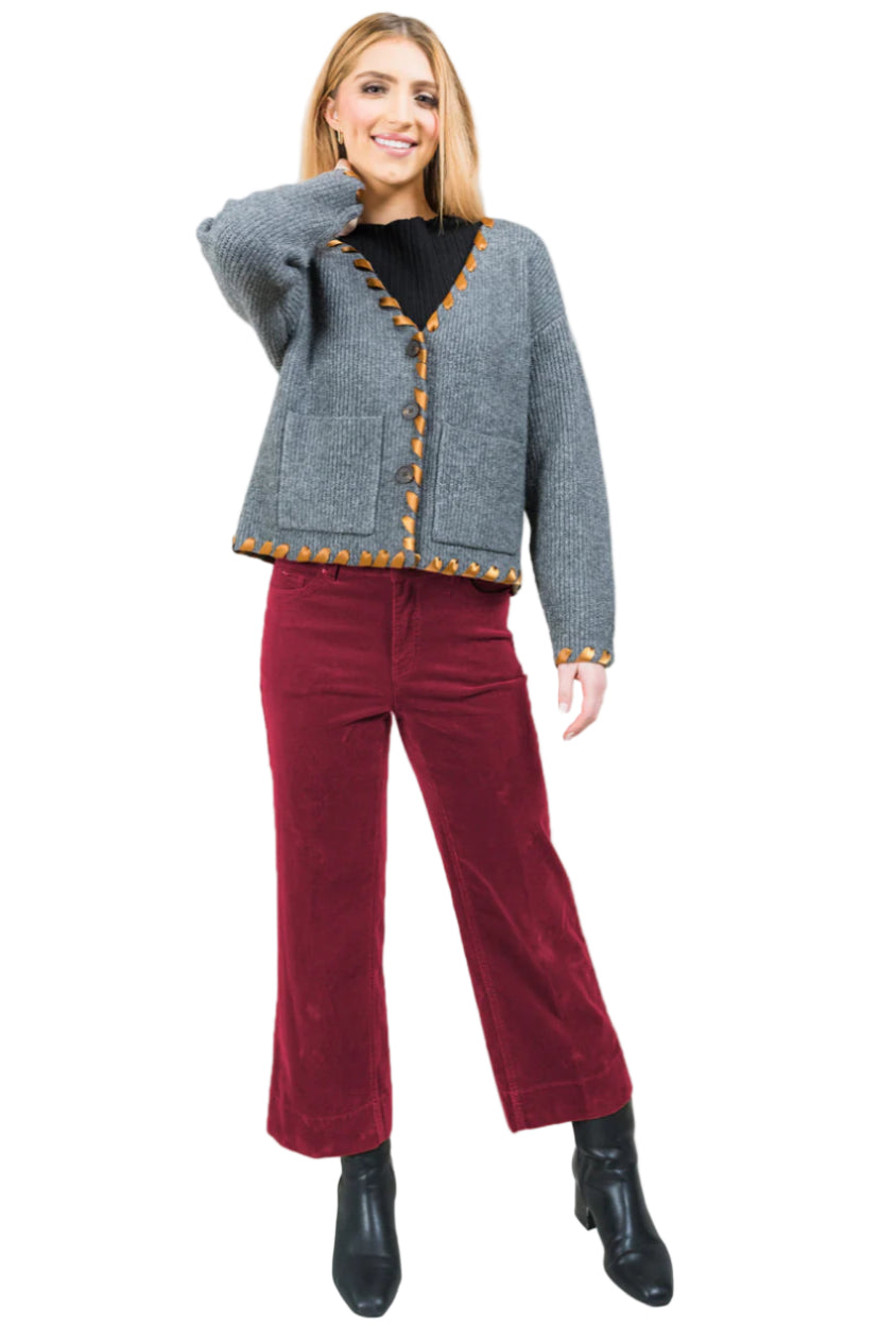 Charlene 26" Wide Crop - Cranberry Front - Ella Where She Shops