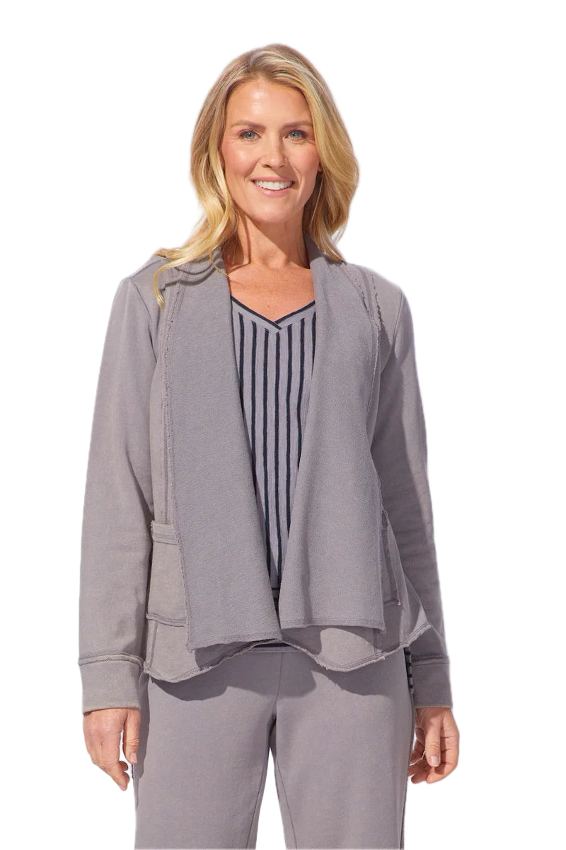 Color Wash Terry Super Cute Cardi – Front – Ella Where She Shops