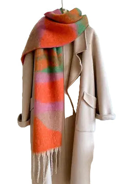 Colorblock Winter Scarf Orange ella where she shops