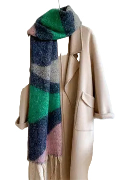 Colorblock Winter Scarf green ella where she shops