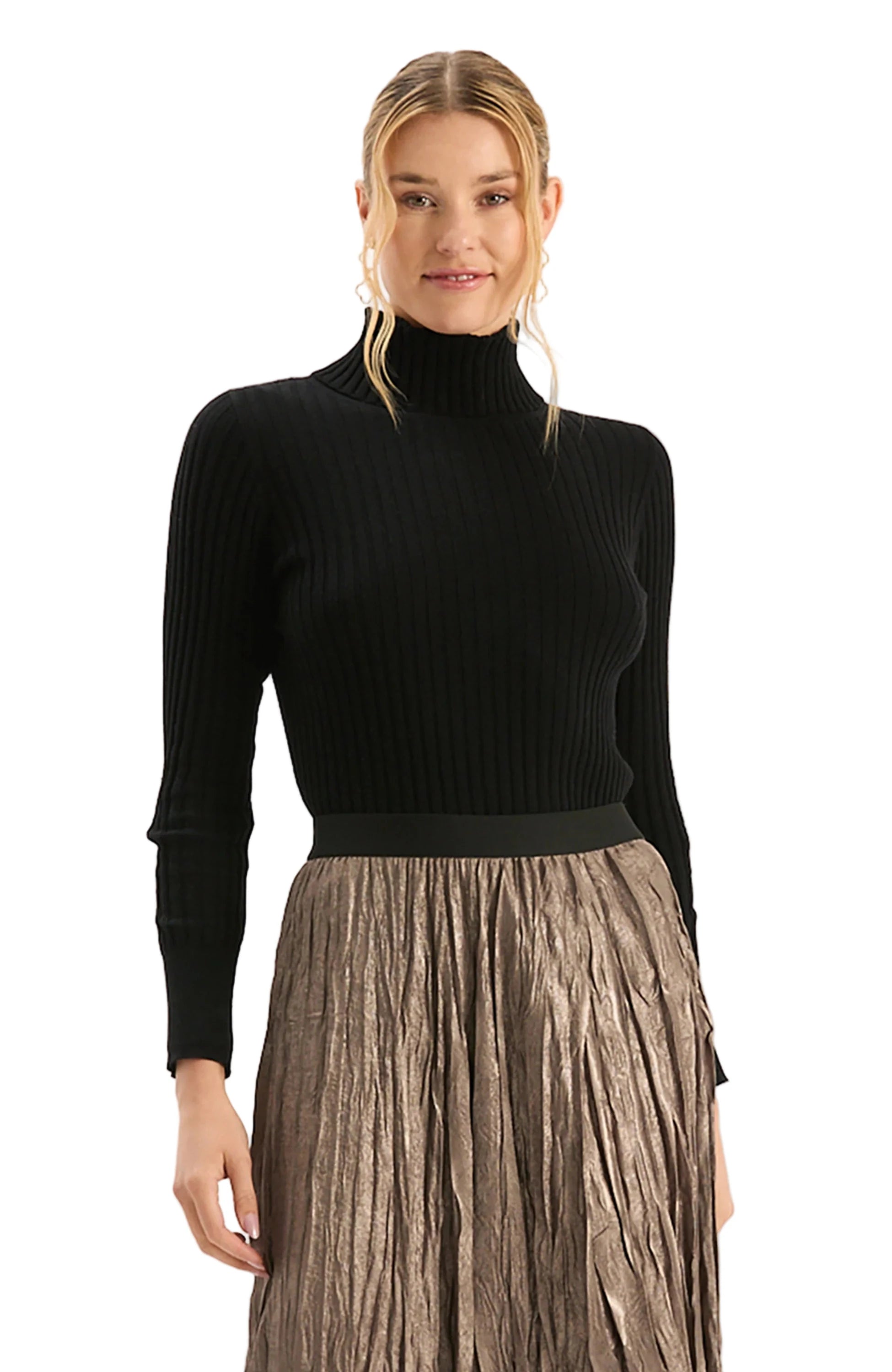 Cotton Cashmere Turtleneck black ella where she shops
