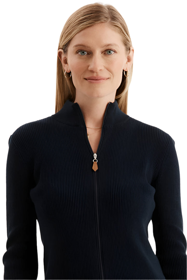 Cotton Ribbed Cardigan – Navy – Ella Where She Shops