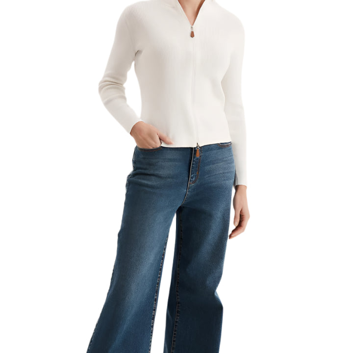 Cotton Ribbed Cardigan – White – Ella Where She Shops