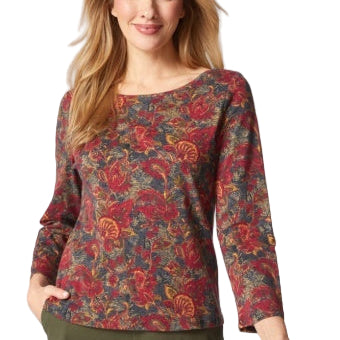 Cozy Rib Paisley Tee - Front - Ella Where She Shops