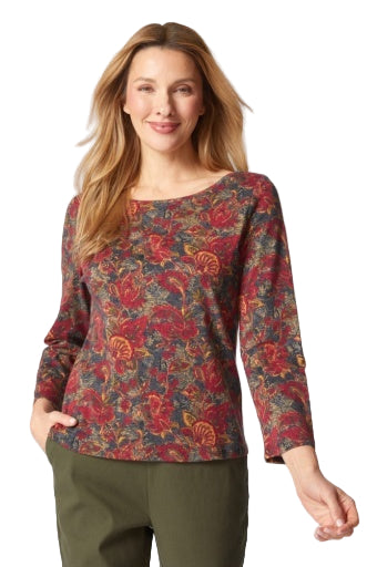 Cozy Rib Paisley Tee - Front - Ella Where She Shops