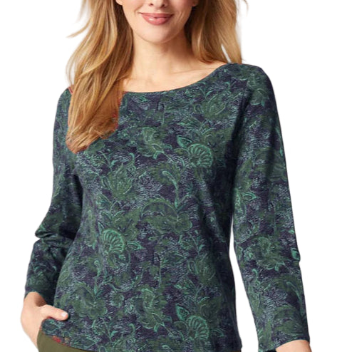 Cozy Rib Paisley Tee - Mulberry Front - Ella Where She Shops
