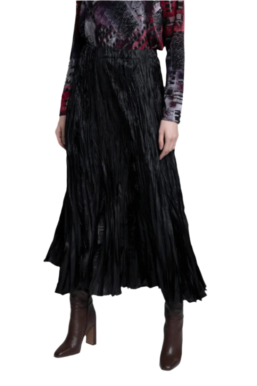 Crinkled Long Skirt – Black Front – Ella Where She Shops