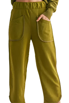 Dune Drift Curved Cropped Pants – Front Camo Green – Ella Where She Shops