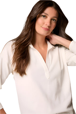 Easy Polo Top – White – Ella Where She Shops