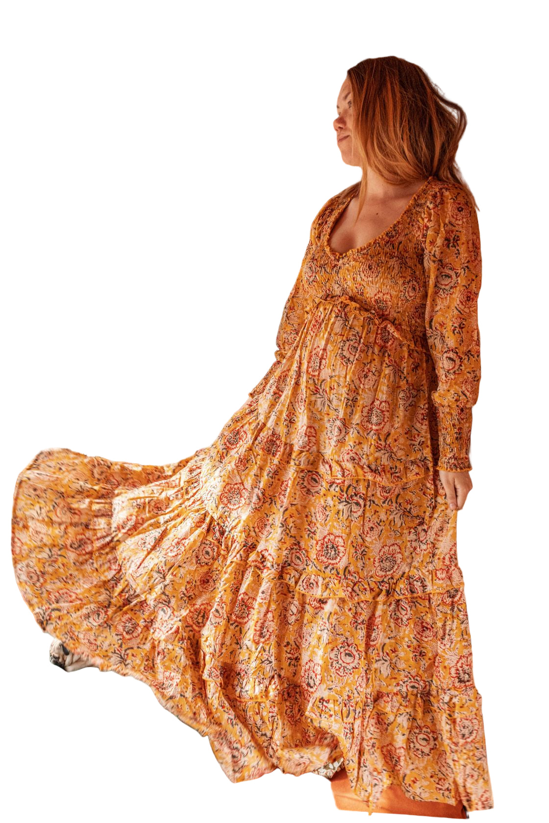 Emilia Organic Cotton Hand Block-Print Maxi Dress – Front – Ella Where She Shops