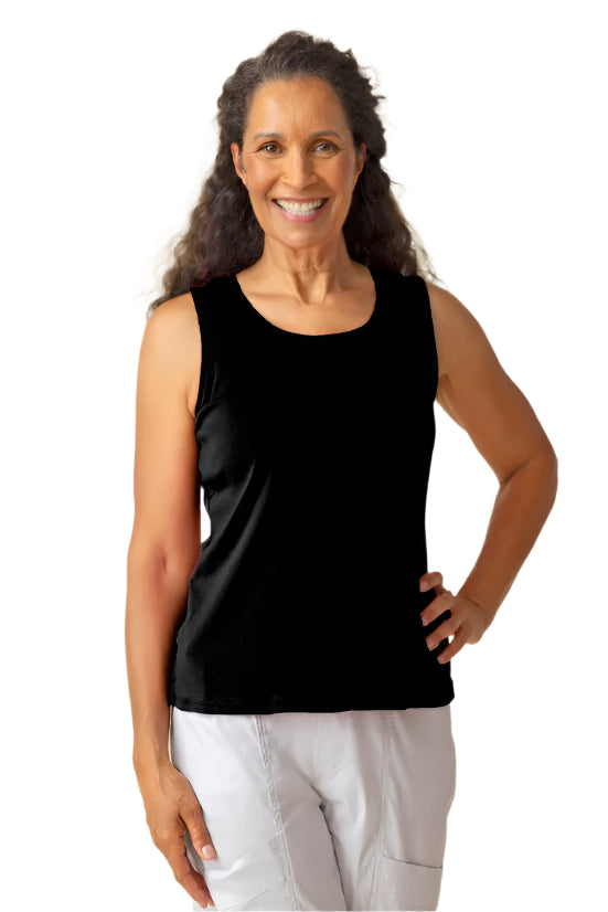 Everyday Rib Tank Top - Black Front - Ella Where She Shops