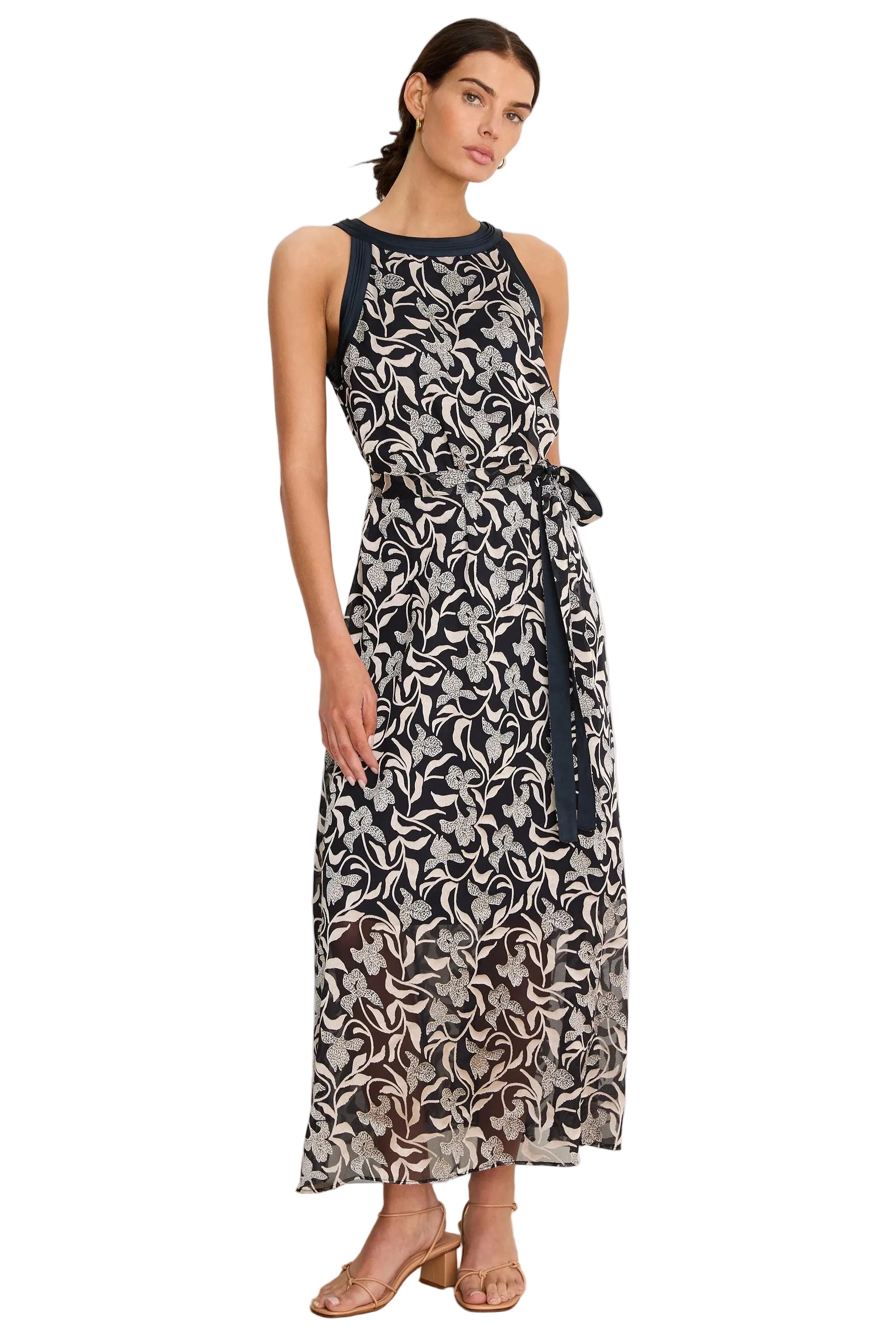 Floral Burnout Becca Dress indigo multi ella where she shops