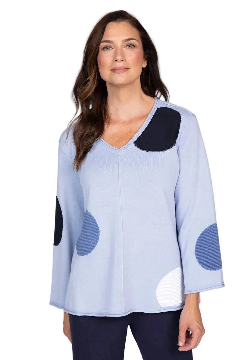 Full Circle Dot V-Neck Sweater ella where she shops