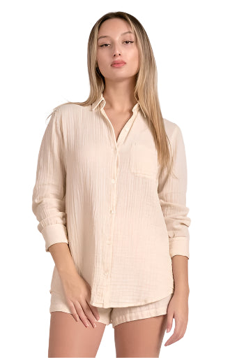Gauze button down top Ella where she shops