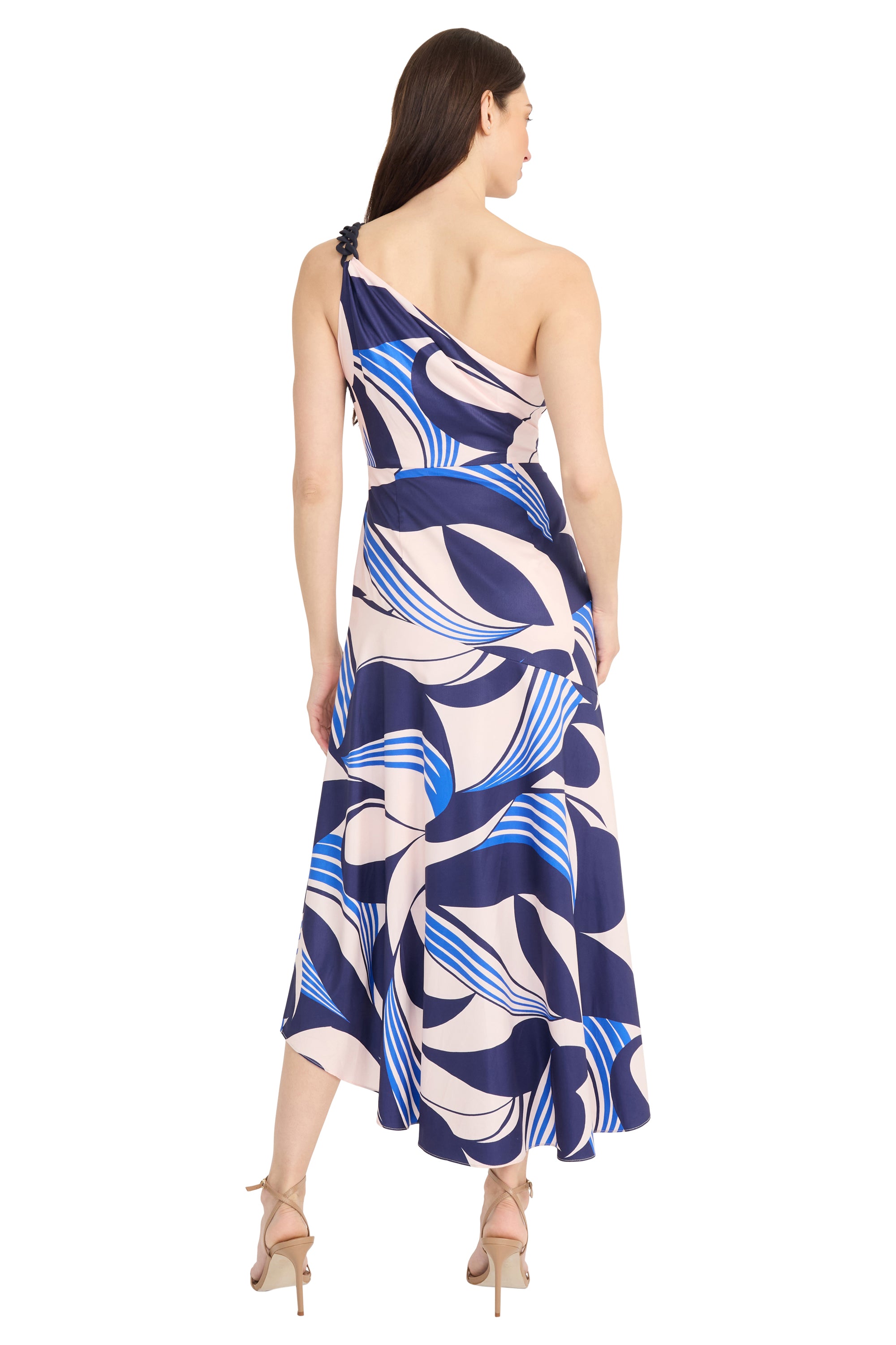 Geometric One Shoulder Dress – Back – Ella Where She Shops