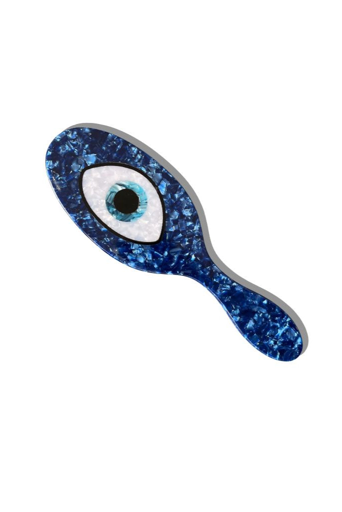 Handpainted Acetate Hair Brush - Evil Eye Front - Ella Where She Shops