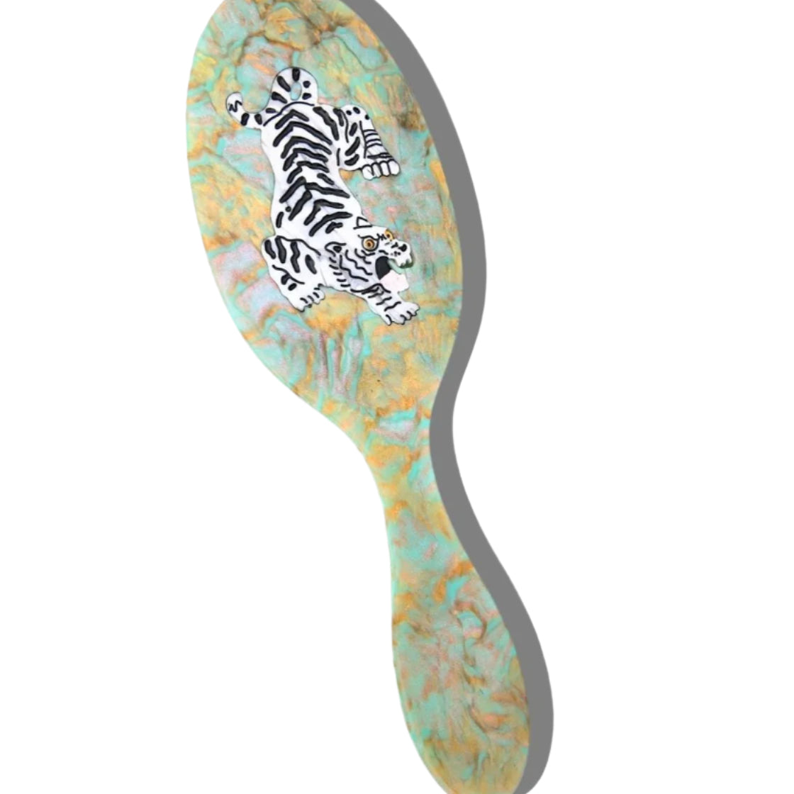 Handpainted Acetate Hair Brush - Tiger Front - Ella Where She Shops