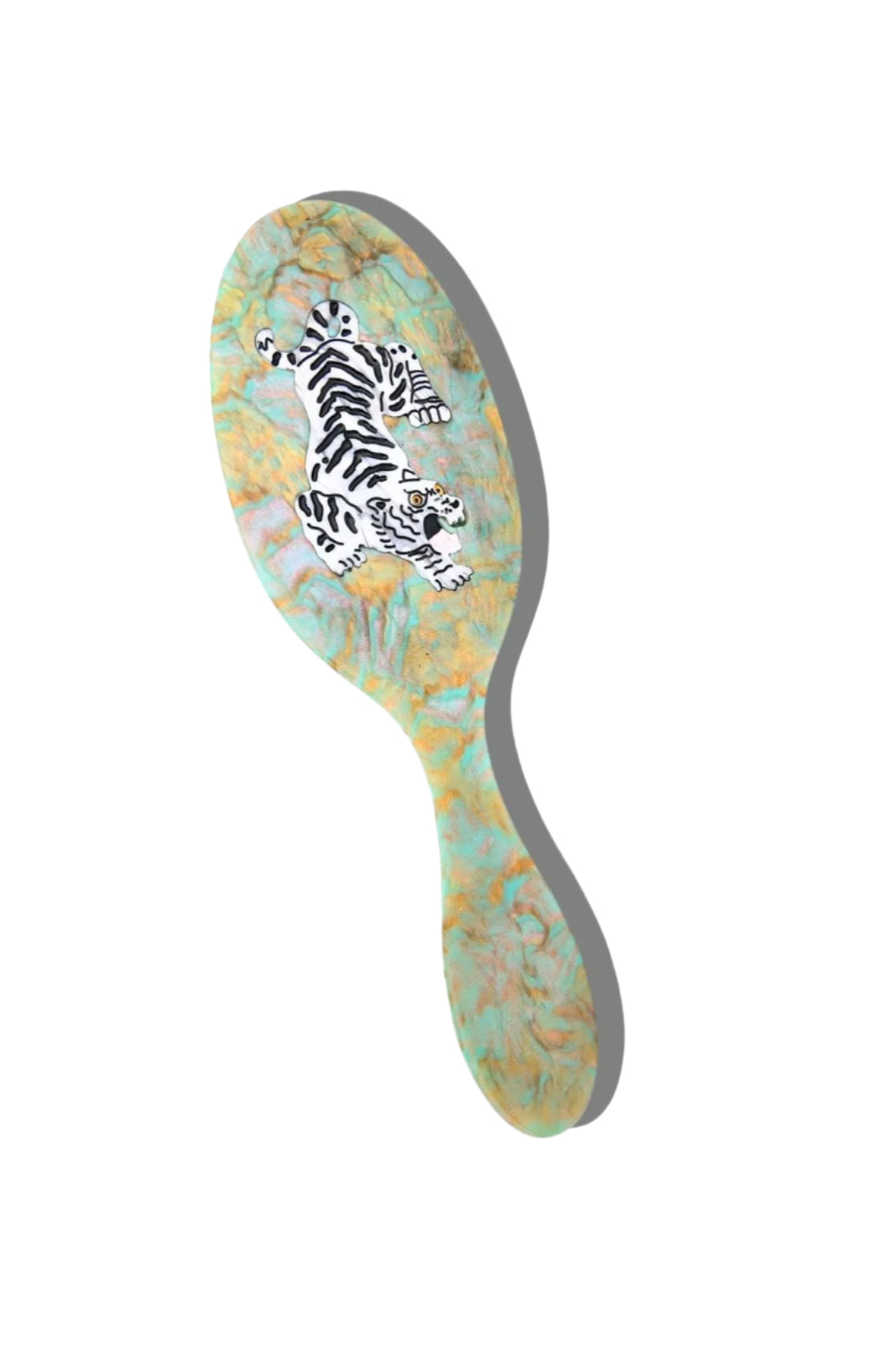 Handpainted Acetate Hair Brush - Tiger Front - Ella Where She Shops