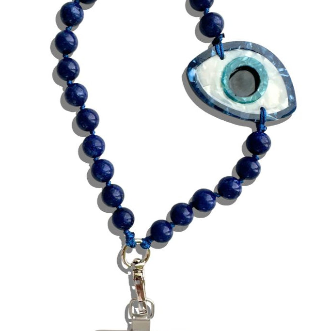 Handpainted Bracelet Phone Chain - Evil Eye Front - Ella Where She Shops