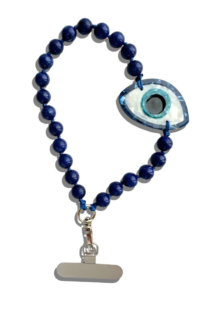 Handpainted Bracelet Phone Chain - Evil Eye Front - Ella Where She Shops
