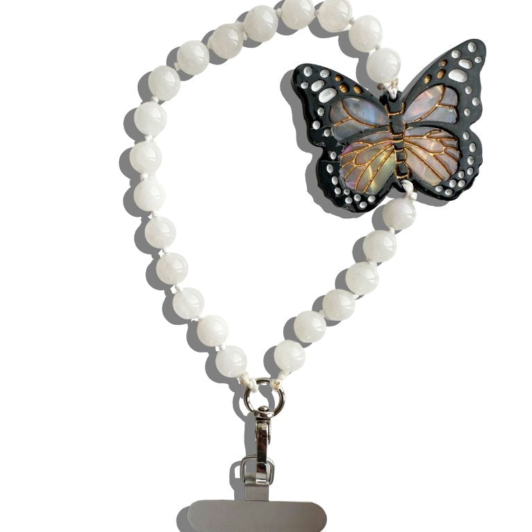 Handpainted Bracelet Phone Chain - Monarch Butterfly Front - Ella Where She Shops