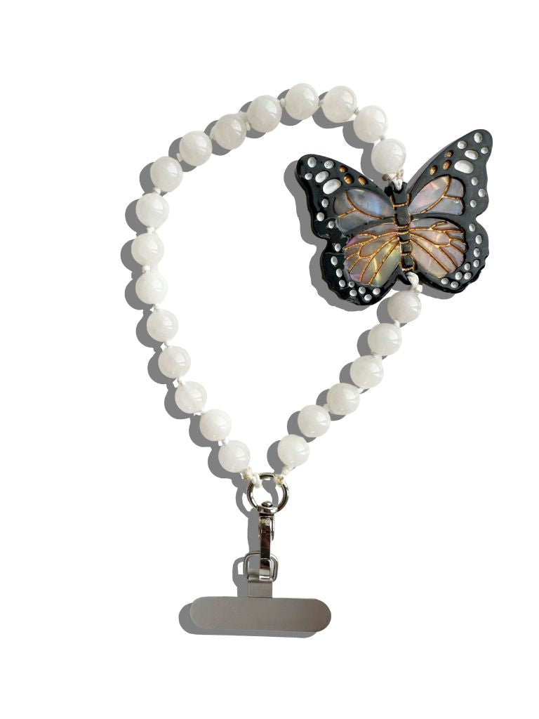 Handpainted Bracelet Phone Chain - Monarch Butterfly Front - Ella Where She Shops