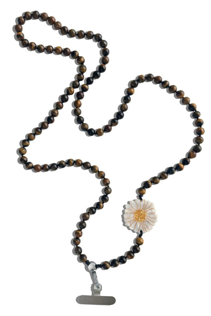 Handpainted Daisy Gemstone Crossbody Phone Chain - Front - Ella Where She Shops