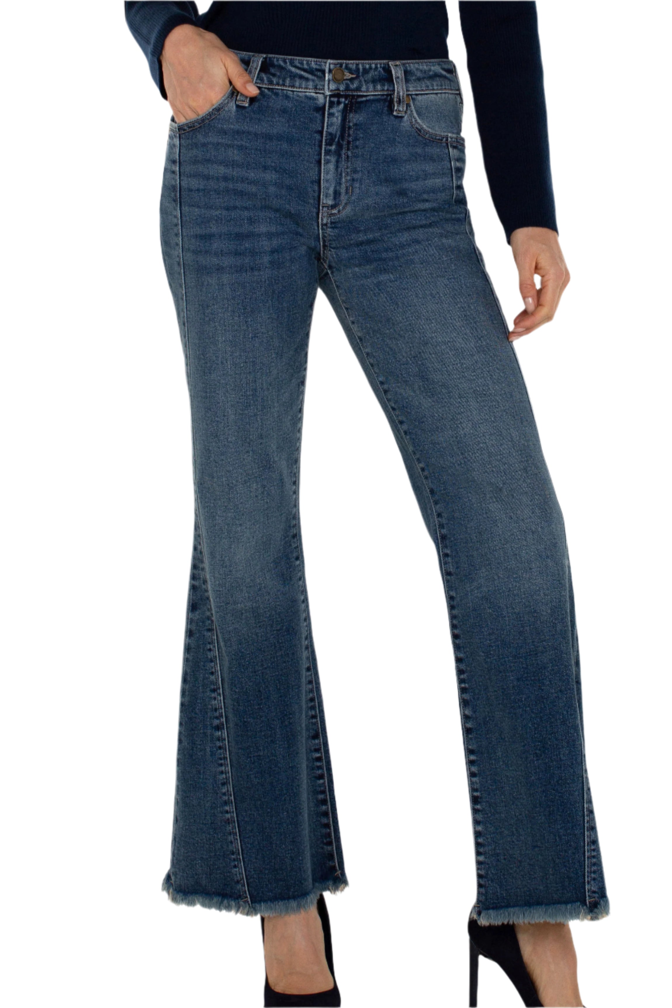 Hannah Flare Seam Detail Fray Hem - Front - Ella Where She Shops