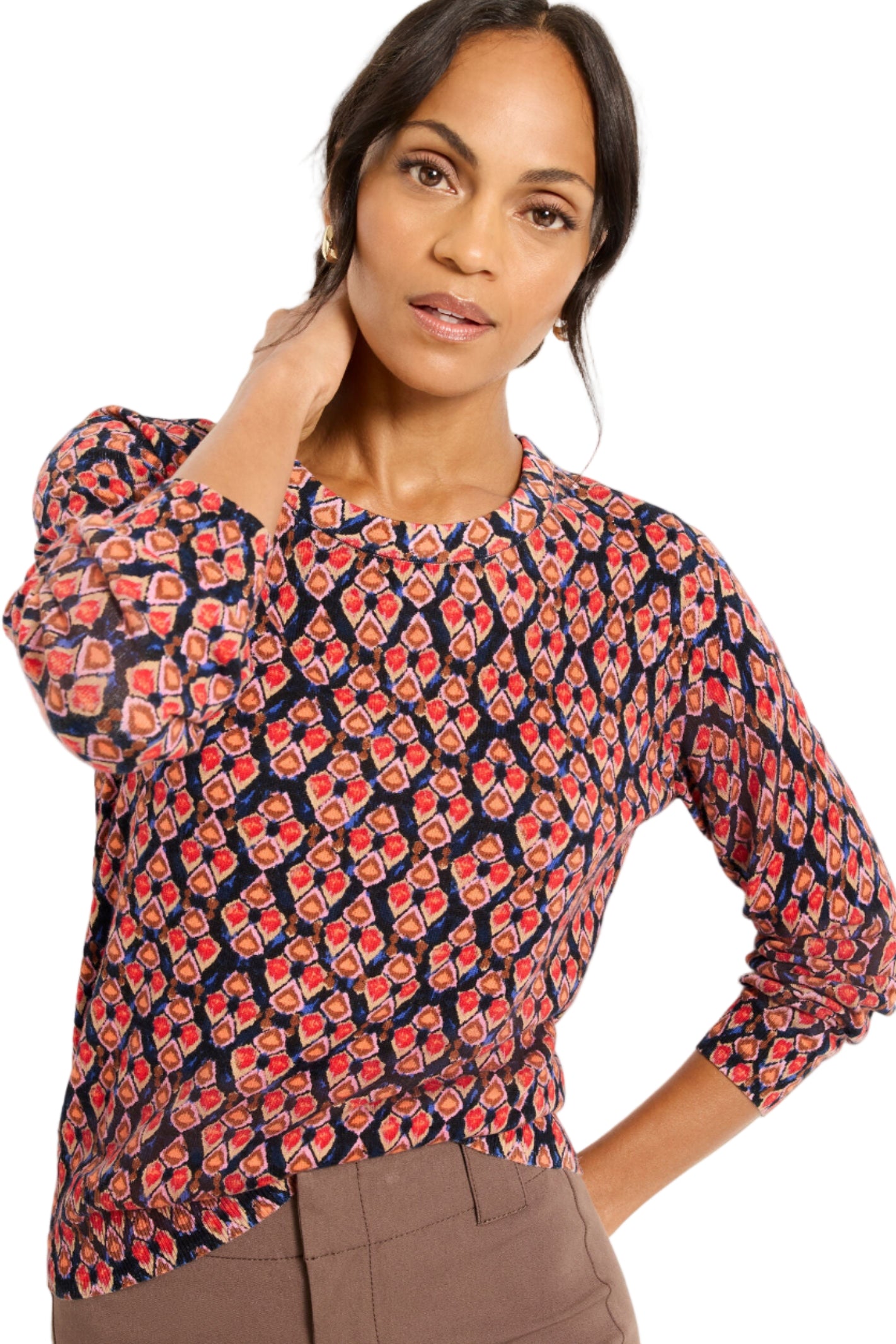 Harvest Ikat Pure Cotton Sweater - Front - Ella Where She Shops