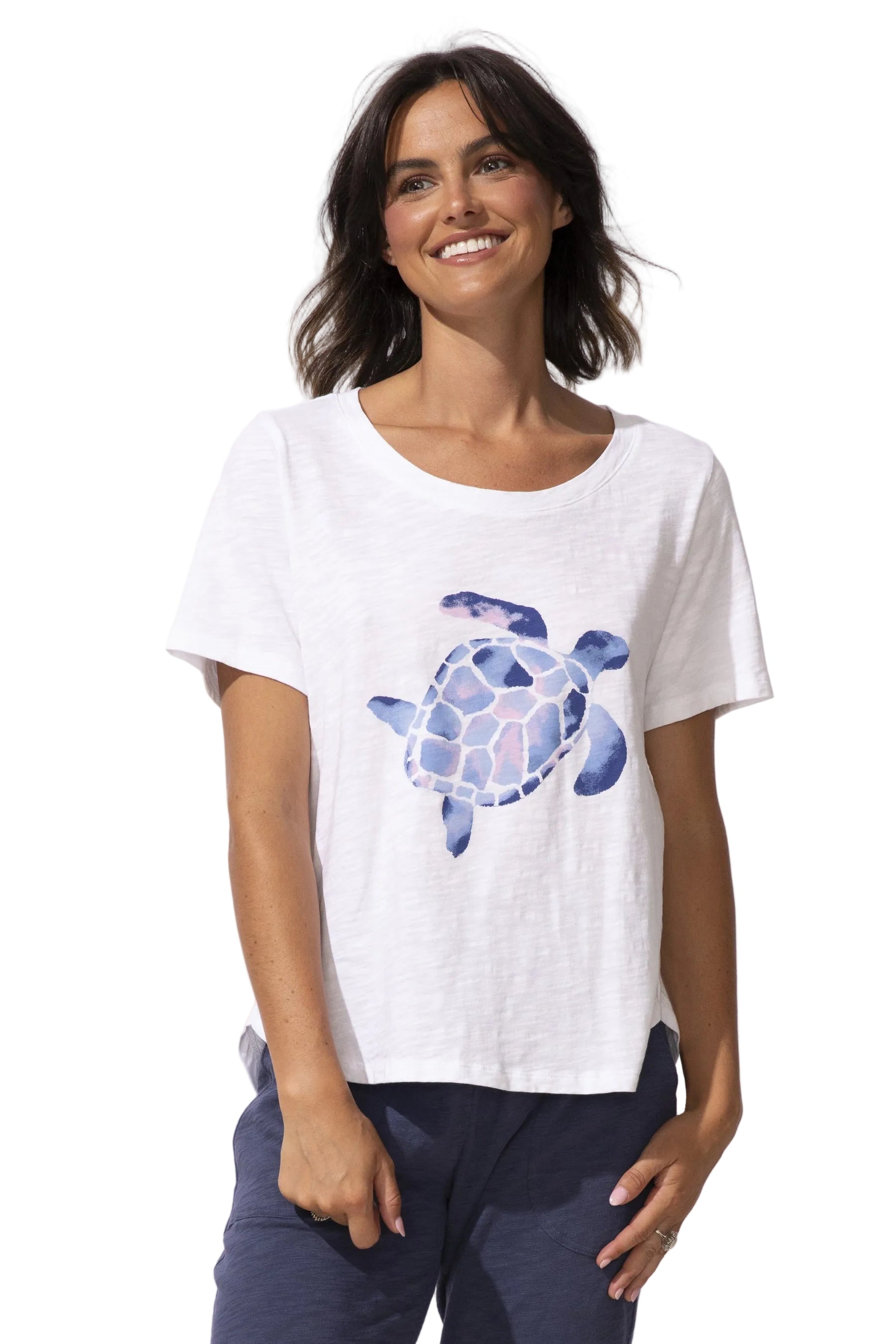 High Lo Short sleeve Cotton Tee ella where she shops