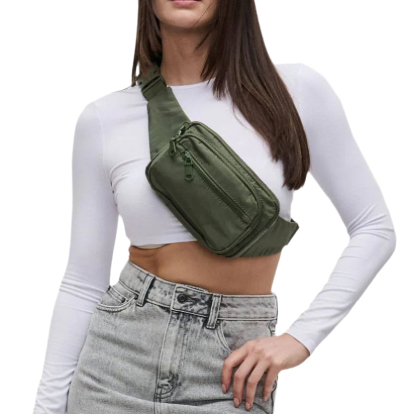 Hip Hugger Belt Bag - Olive - Front - Ella Where She Shops