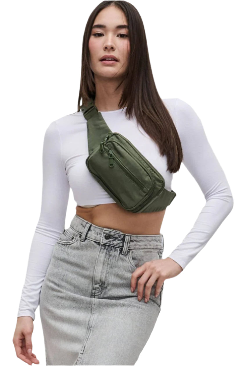 Hip Hugger Belt Bag - Olive - Front - Ella Where She Shops