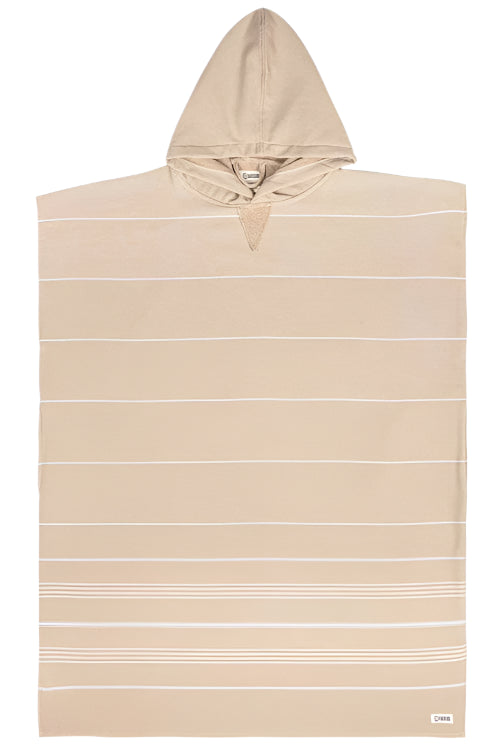 Hooded Poncho - Border Stripe Sand Front - Ella Where She Shops