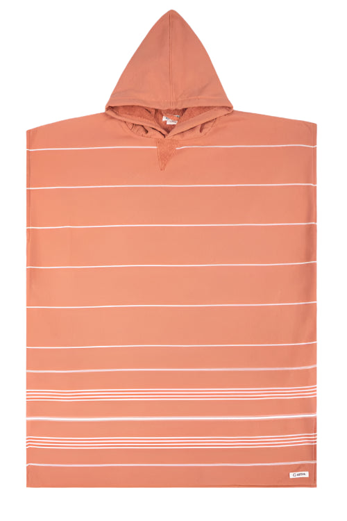 Hooded Poncho - Classic Stripe Dusty Pink - Ella Where She Shops